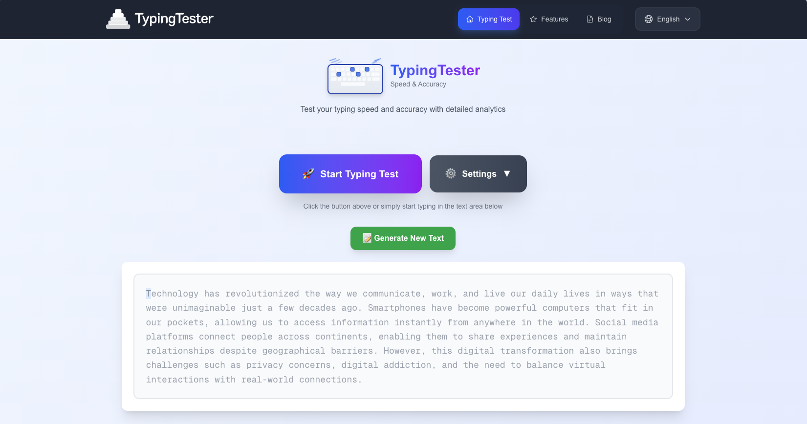 TypingTester.app screenshot